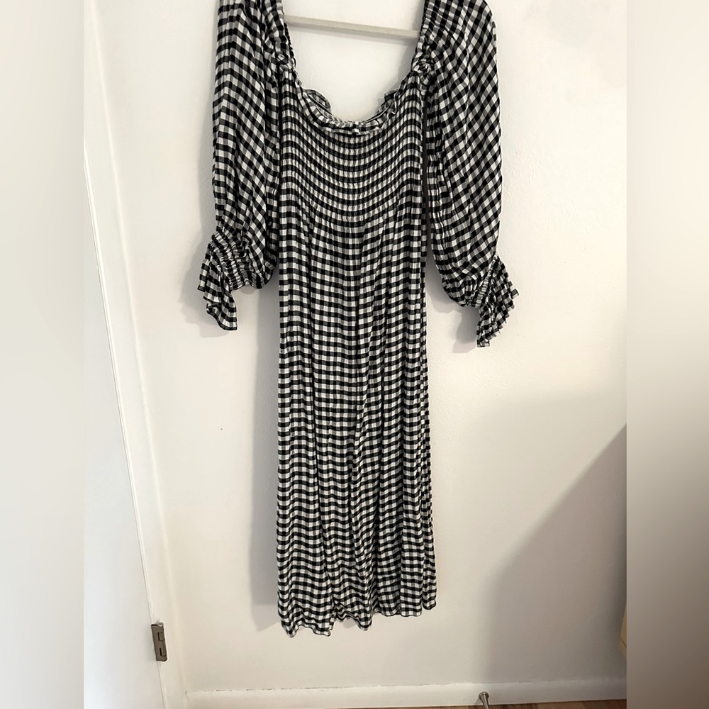 Sleeper Atlanta Midi Dress Black Gingham Size S